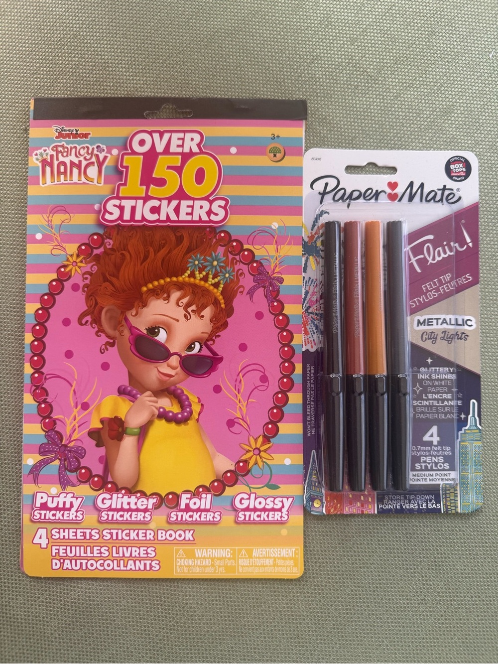 Fancy Nancy 150+ Sticker Book & Paper Mate 4 Metallic Felt Tip Pens